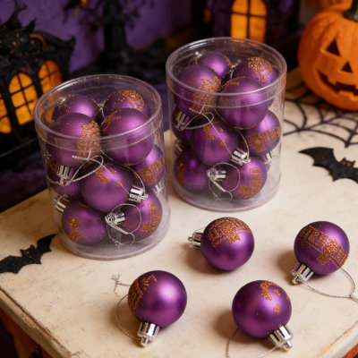 24 pièces d'ornements de boules suspendues Mardi Gras - 1,57 pouce de décorations d'arbre mauve incassable pour Mardi Gras, fête de la Nouvelle-Orléans, carnaval et célébrations festives