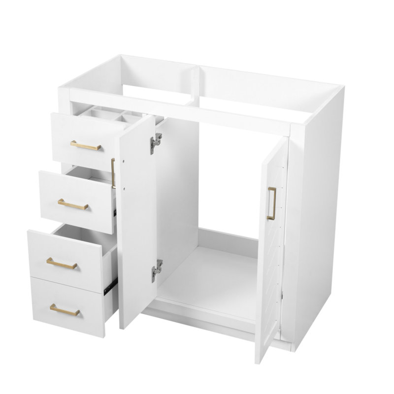 35.3 " Freestanding Standard Single Double Bathroom Vanity Base, White