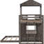 Lit mezzanine gris antique avec maisonnette, lit simple en bois sur lit double, barrières de sécurité et structure en bois de pin massif, lit de jeu avec capacité de charge de 400 / 600lbs en gris, lit double et barrières de sécurité,-1160302658