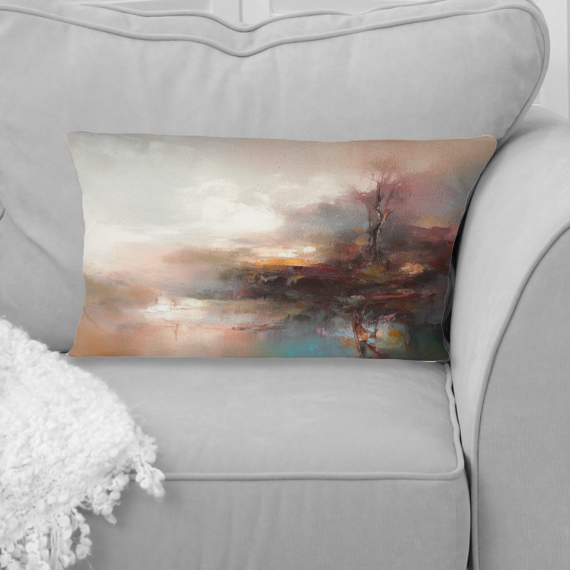 Coussin décoratif brun à motif de nature abstraite IV