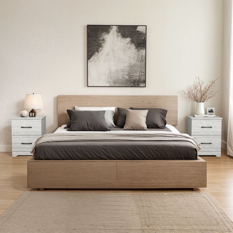 Arkia 23.7'' Tall 2 - Drawer Nightstand, Individual, Dusty Gray Oak