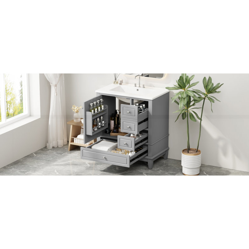 Meuble-lavabo 30 po avec lavabo, Gris