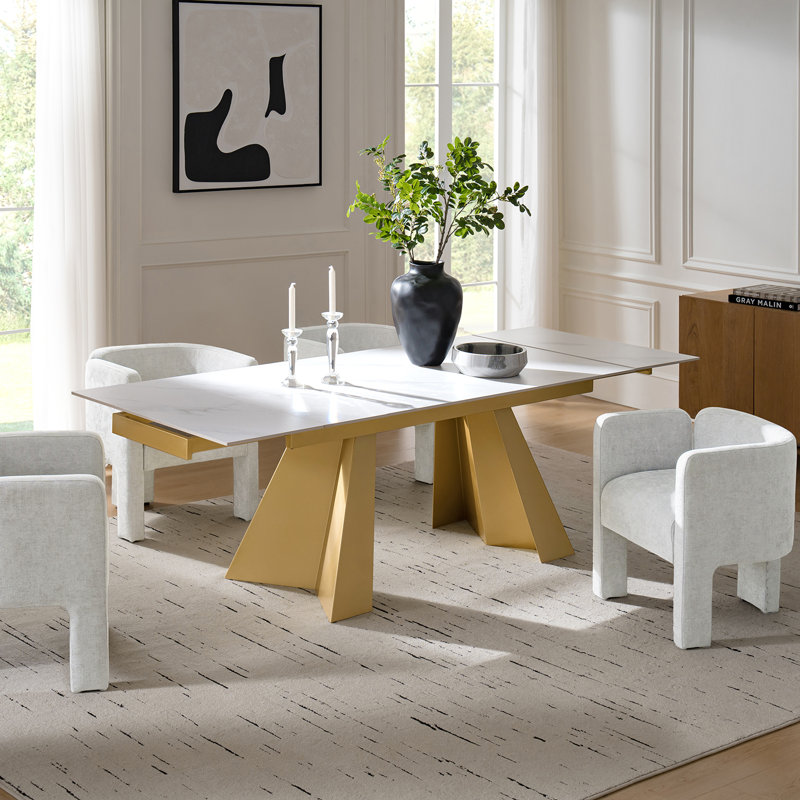 Table de salle à manger Bodkin Glam Modern, Blanc / Doré