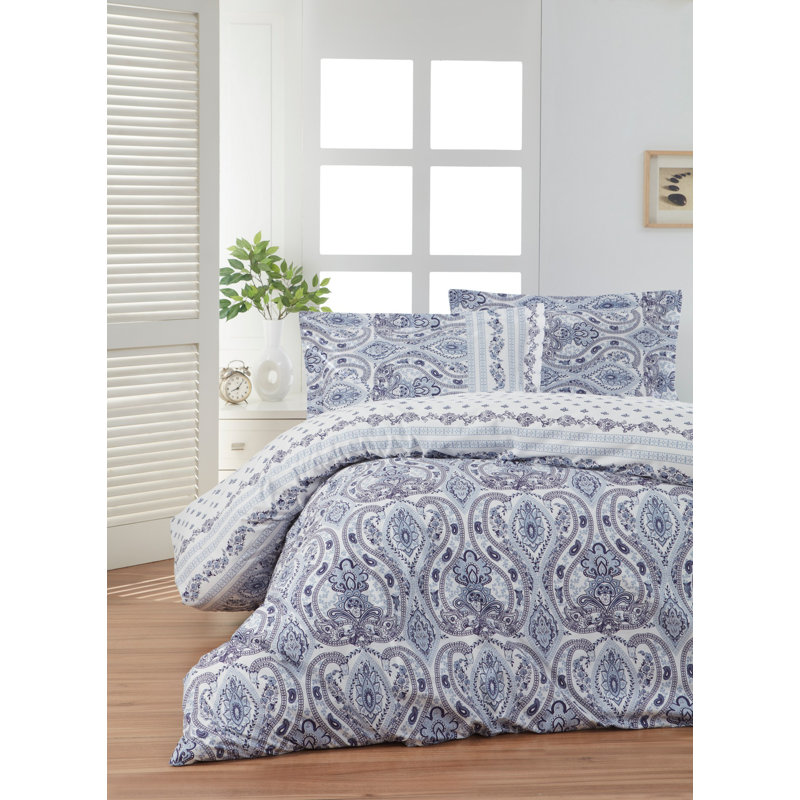 Cotton Paisley Duvet Cover Set with Pillowcases, 140 x 200 cm - 1 Pillowcase (60 x 60 cm)