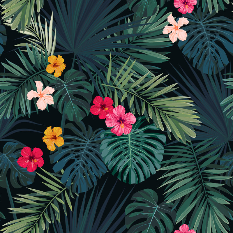 Exotic palm leaves 1 Piece Wrapped Canvas Wall Art, 91cm H x 91cm W
