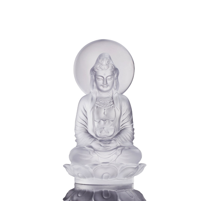 Crystal Guanyin Sculpture, "Accompanied By Ease"