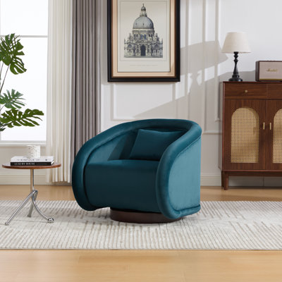 Fauteuil d'appoint pivotant, fauteuil demi-tonneau pivotant à 360 degrés avec revêtement en tissu de velours, fauteuil pivotant confortable en forme de citrouille pour le salon, la chambre à coucher ou le bureau