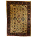 One-of-a-Kind Oriental Hand-Knotted Wool Black/Green/Beige/Red Area Rug