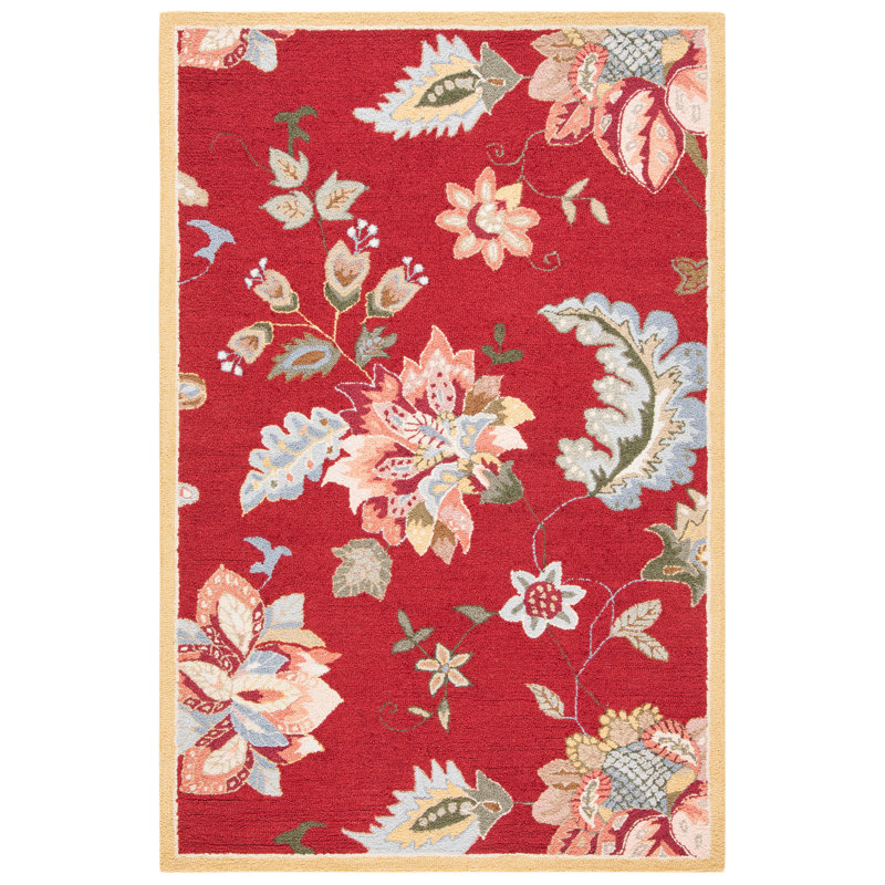 Chelsea Hand Hooked Wool Floral Rug, Rectangle 3'9" x 5'9"