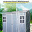 Remise de rangement extérieure de 4 pi x 8 pi avec remise de sol en résine avec porte-fenêtre, imperméable et verrouillable pour patio, cour, gris gazon