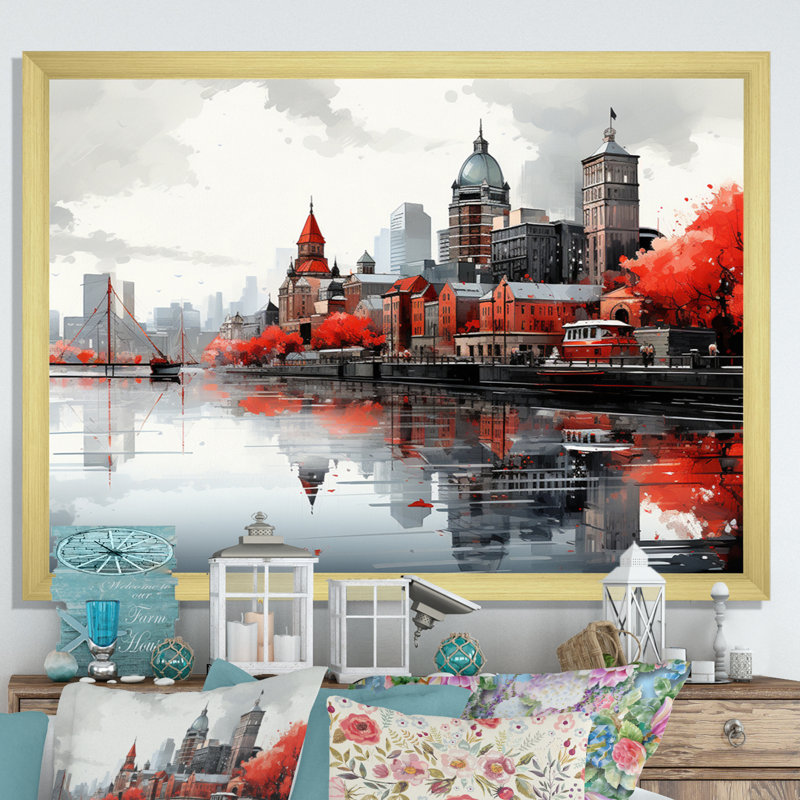 Canada Urban Reflections II - impression, Encadrement doré, H 24 po x l 32 po x P 1 po