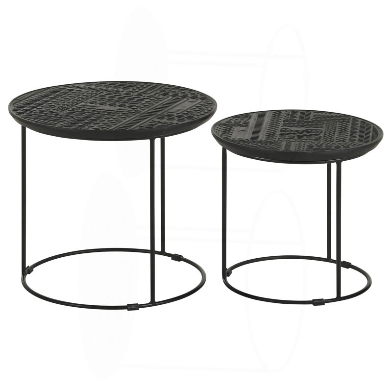 Table gigogne 2 pièces noir mat