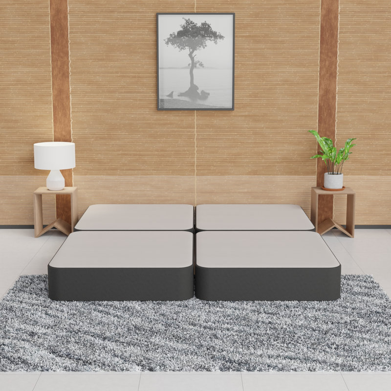 Sommier tapissier / base en bois fendu pour support de matelas, entièrement assemblé, Profil bas (4 po), Grand