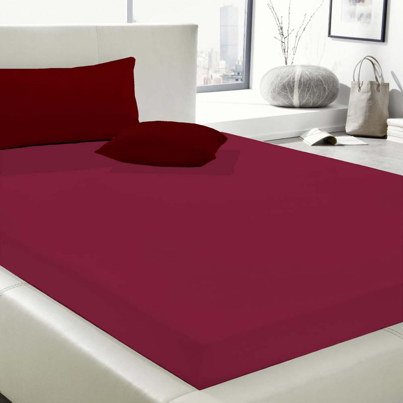 Cotton Blend Jersey Knit Fitted Sheet, White, 90-100 x 190-220 cm