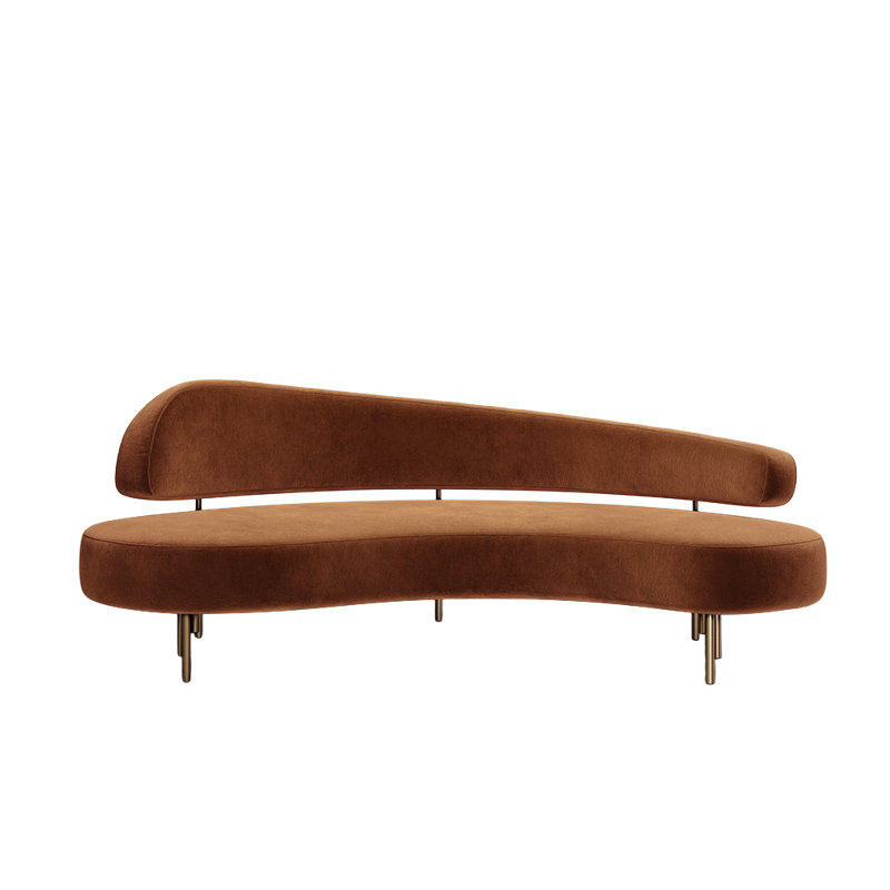 Sitiera_01 Terracota Velvet Upholstered 3-Seater Sofa With Aged Bronze Legs By Andean, Terracota