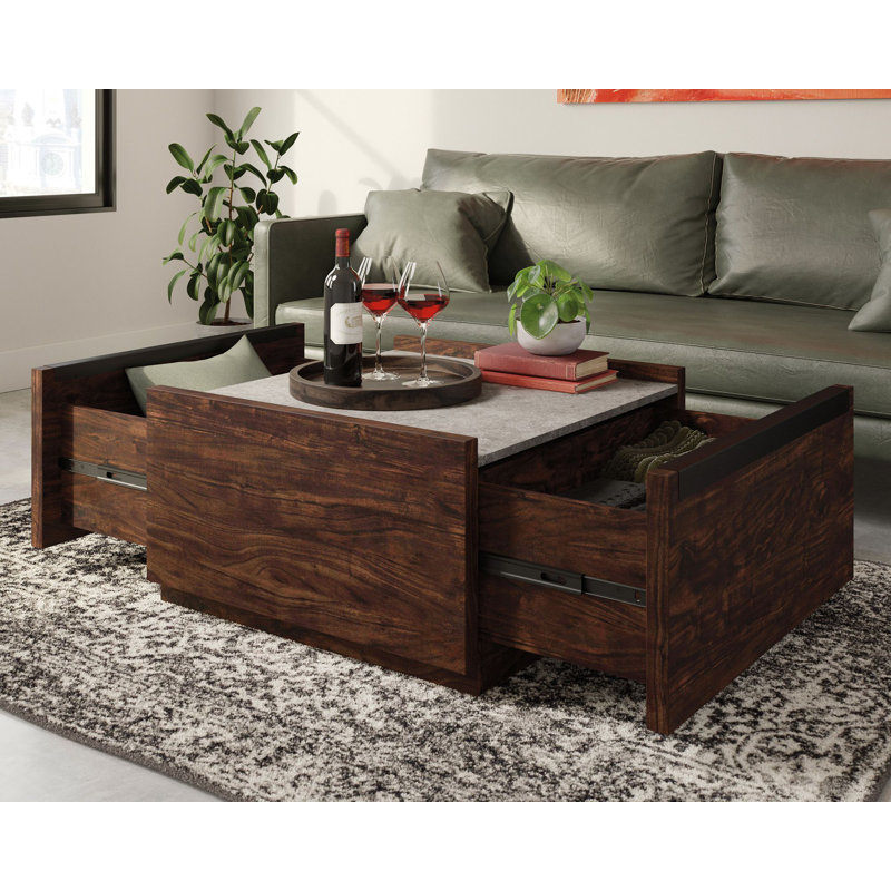 Manhattan Gate Square Rich Walnut Coffee Table with Storage