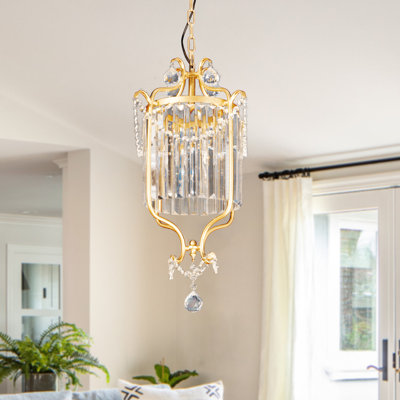 Single Dimmable Gold Crystal Chandelier