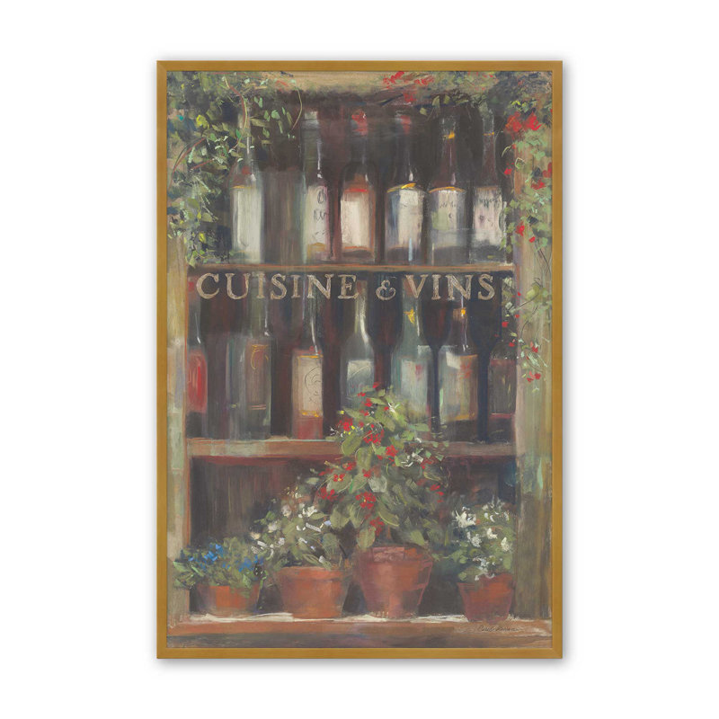 «Wine and Herbs II» par Carol Rowan, reproduction d'art, H 18 po x l 12 po, Doré