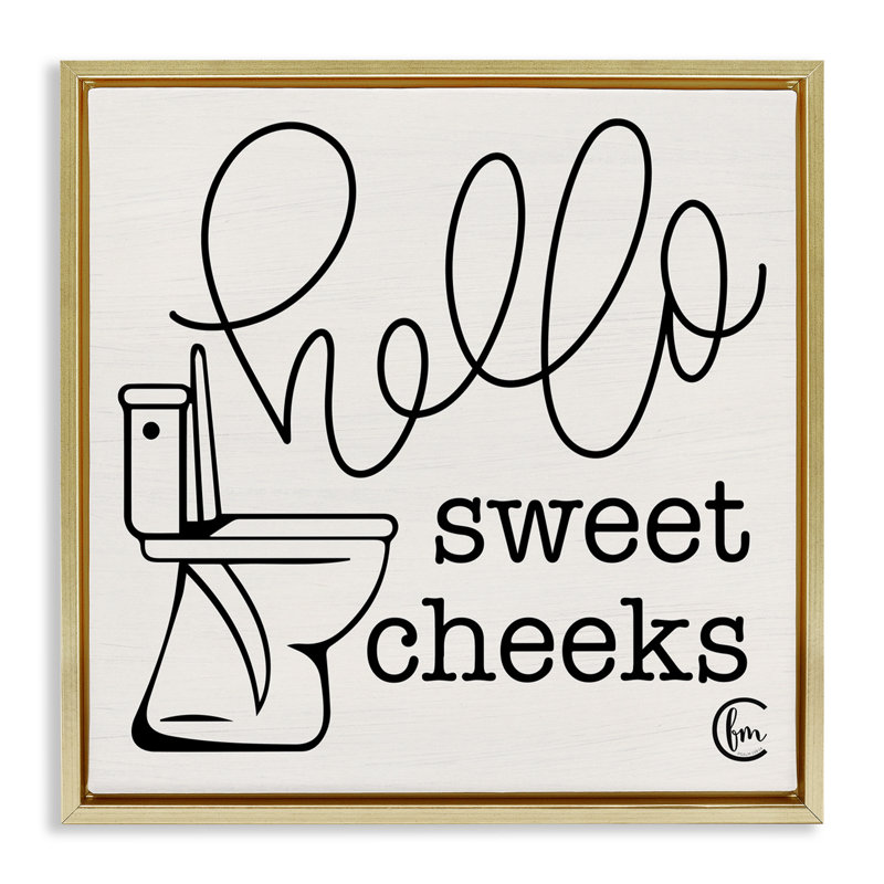 «Hello Sweet Cheek with toilettes», art mural encadré par Penny Lane, WRP-1283, Cadre flottant métallique doré