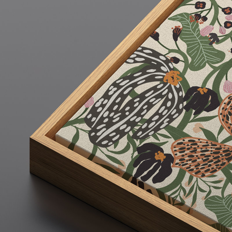 Abstrait art floral botanique vert Mid Century Modern, H 30 po x l 60 po, Naturel