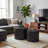 Nesting Coffee Table Set of 2, Modern Round Side Tables in Matte Black with Non-Slip Feet, No Assembly Required