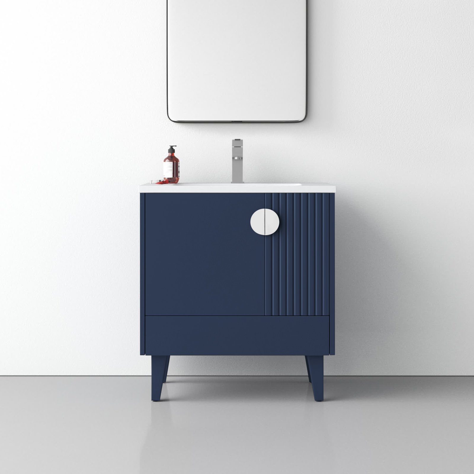 Saimah 30'' Single Bathroom Vanity, Polished Chrome, Navy Blue