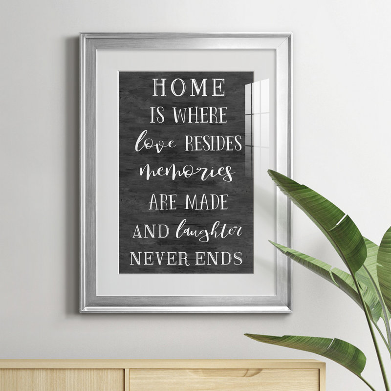 «Love Resides» - Reproduction d'art textuel avec cadre photo, Argent, H 18,5 po x l 24,5 po x P 1,5 po
