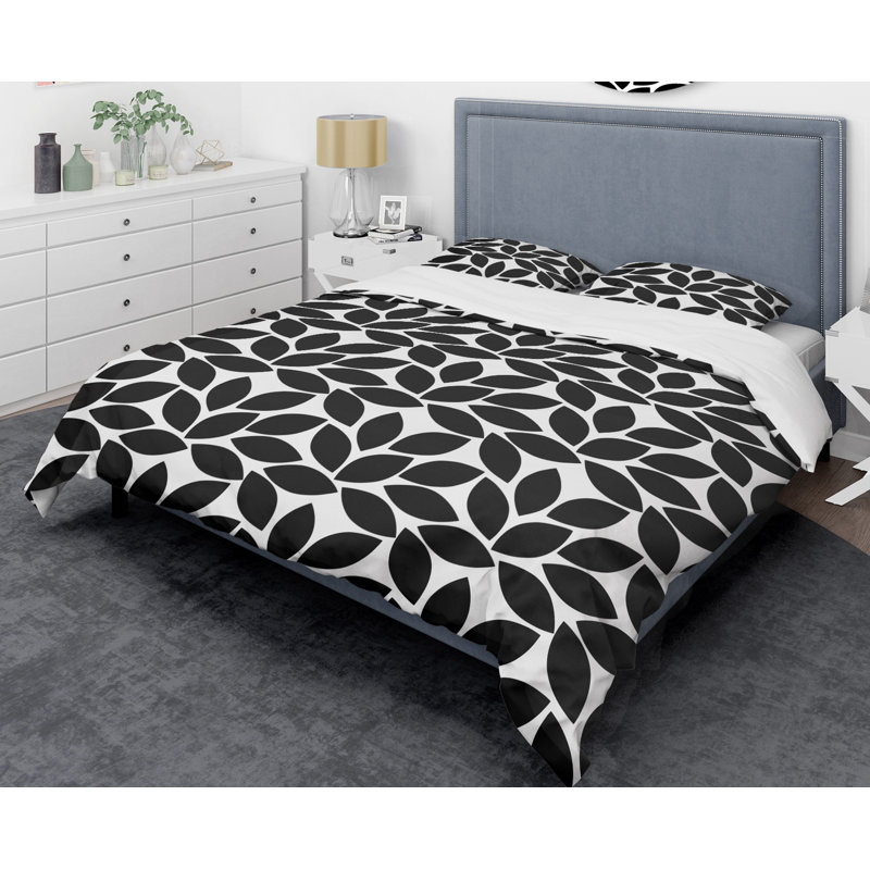 Ensemble de housse de couette monochrome Mid-Century, Housse de couette double / grand et 2 taies décor
