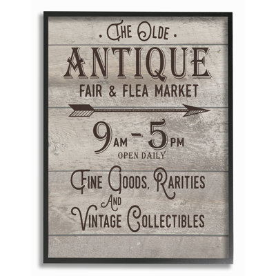 «Old Antique Flea Market Sign», reproduction d'art textuel sur toile