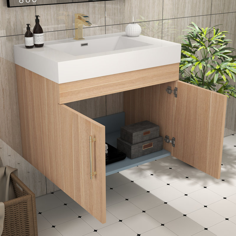 Ensemble de meuble-lavabo simple 29,5 po, Chêne champagne