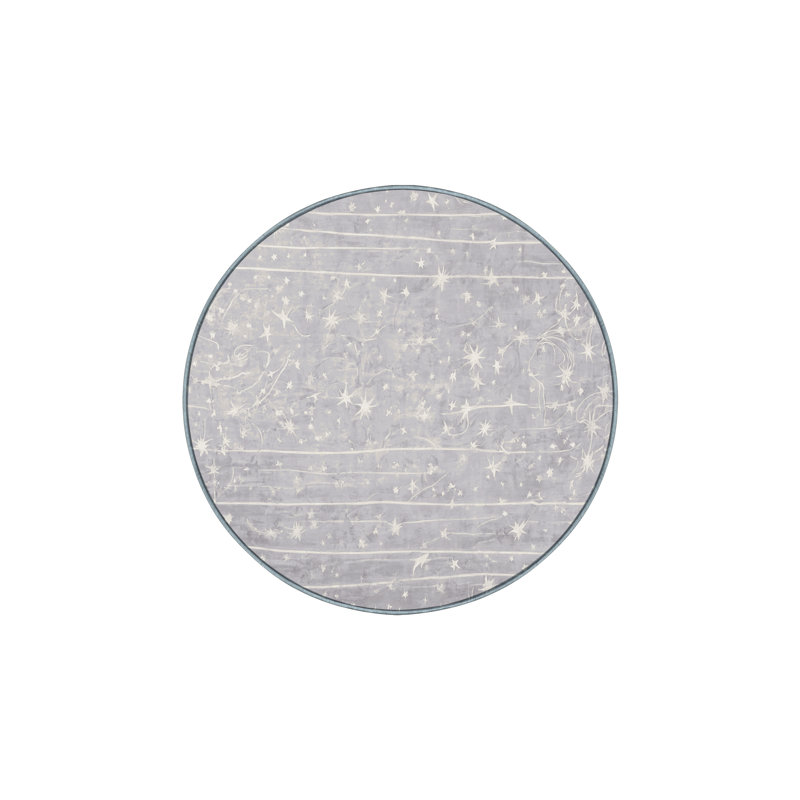 Tapis bleu soyeux et moelleux, Rond 3 pi