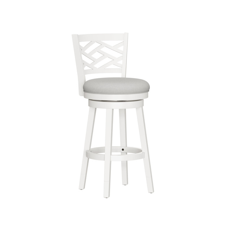 Gateshead Wood Adjustable Height Swivel Stool With Lattice Back Design, White