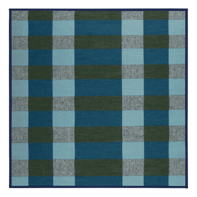 Machine Washable Checkered Blue Area Rug