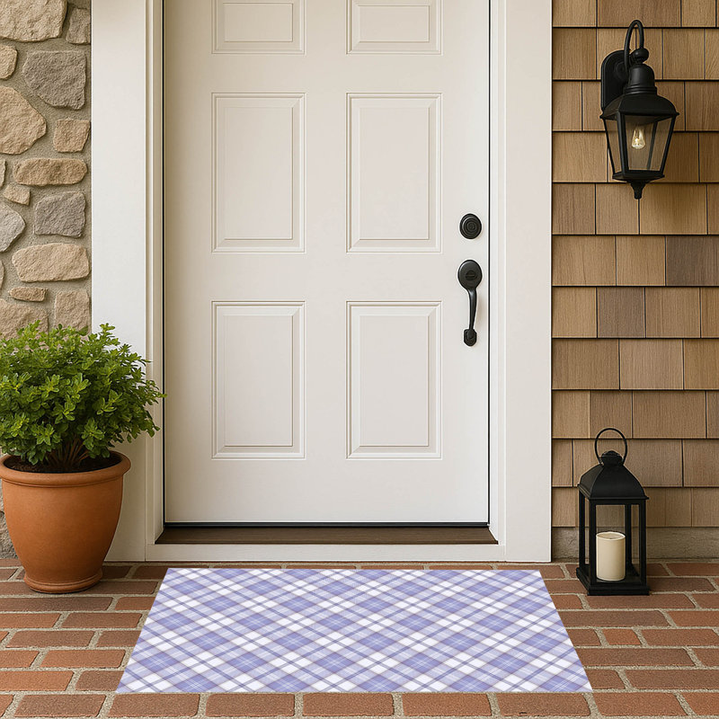 Diamond Plaid Outdoor Doormat, Purple, 17'' W x 24'' L