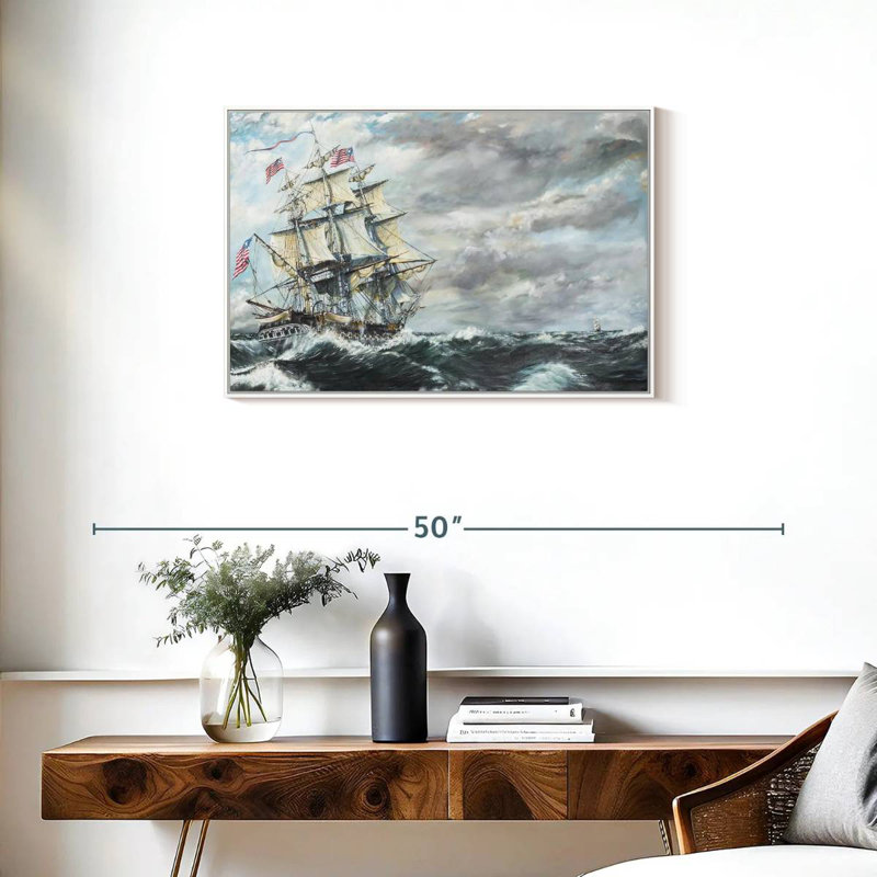 Tête de frégate USS Constitution pour frégate, Cadre flottant blanc, 31 po x 21 po