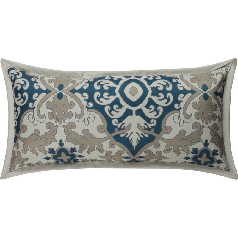 Queen Blue and Beige Microfiber Damask Comforter Set