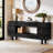 70.9" Console Table, Modern 2-Tier Entryway Table with Storage Drawers, Black