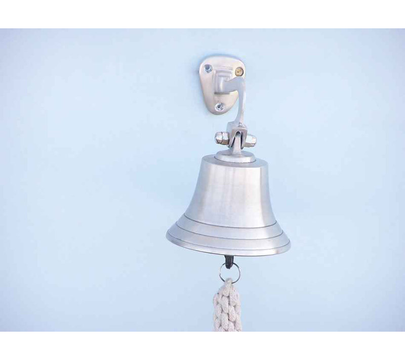 Décoration murale cloche en métal bateau, H 15 po x l 10 po x P 10 po, Nickel brossé