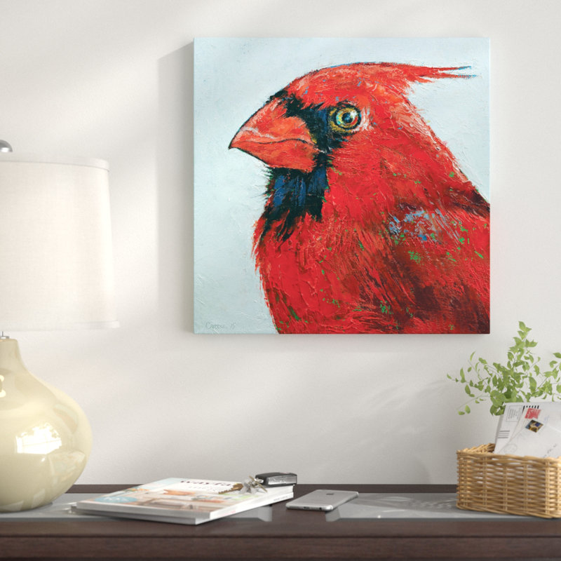 « cardinal », reproduction d’art sur toile, H 26 po x l 26 po x P 1,5 po
