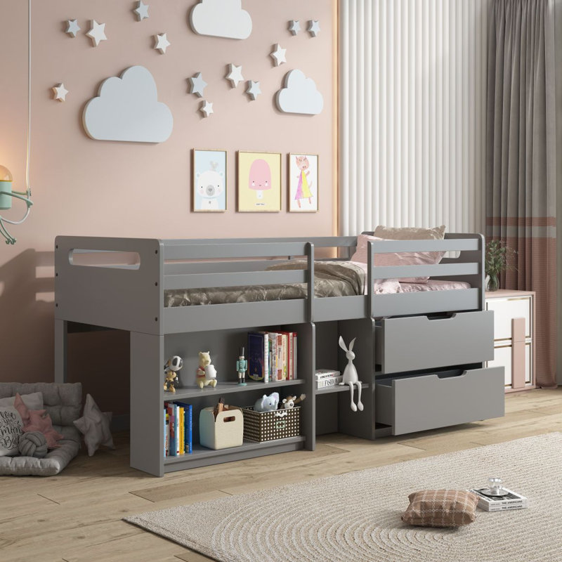 Lit mezzanine simple avec rangement Fabiana
