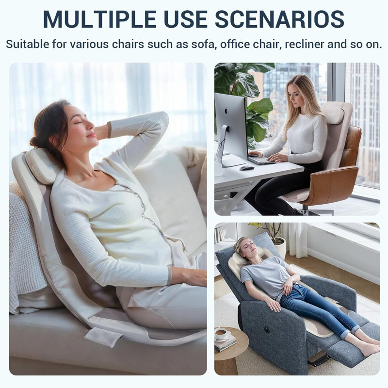 Mynt Foldable Back Massager, Massage Chair Pad with Heat Function and Adjustable Lumbar Support,FSA HSA Eligible Rolling Chair Massager with Heat for Back, Flexible Massage Chair Pad