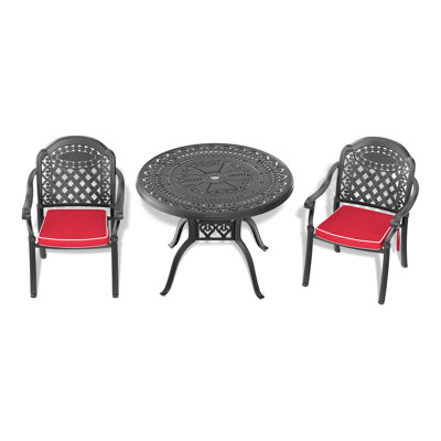 Mobilier de patio en aluminium noir avec sièges confortables - coussins protecteurs, empilables et antibruit 3 coussins de conception ergonomique pour la détente