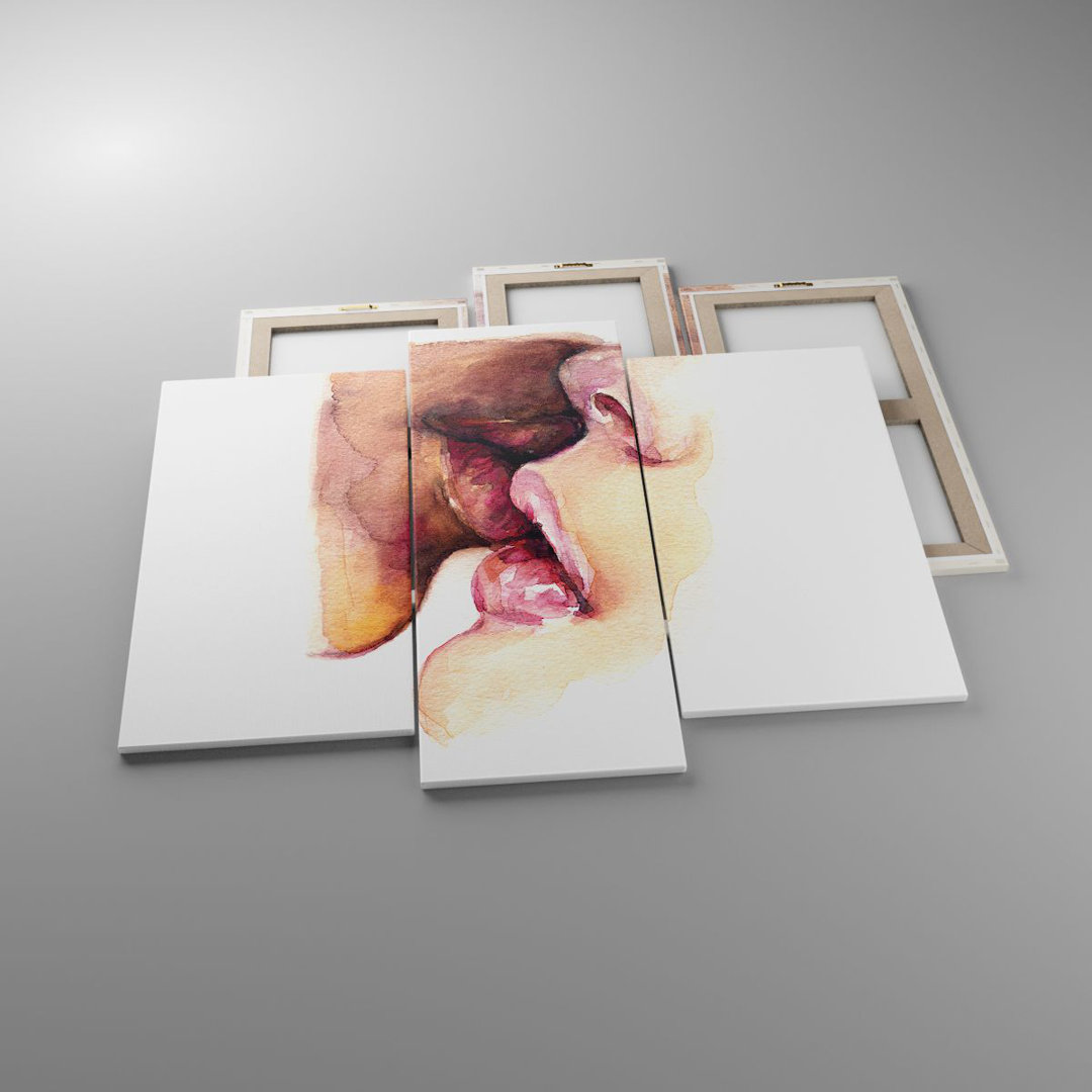 3-tlg. Leinwandbilder-Set Kiss Mouth Couple