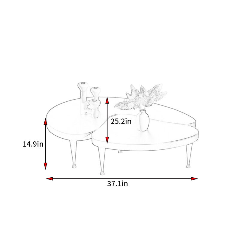 Table basse de style moderne et minimaliste, Doré