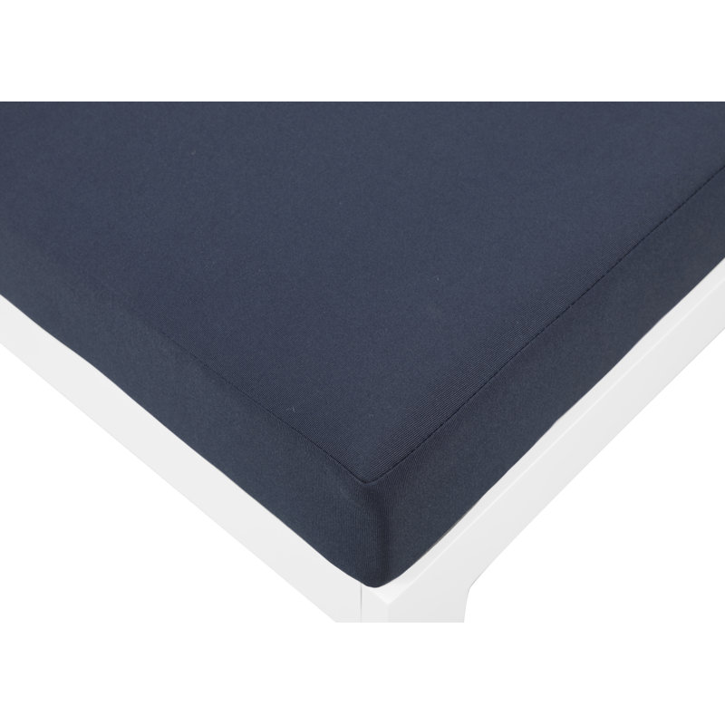 Canapé modulaire d'extérieur en forme de U avec coussins Brith, Blanc, Marine