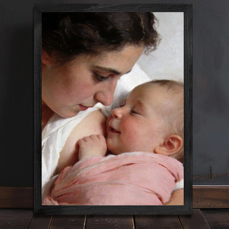 Reproduction d'art encadrée pour femme décorative moderne tenant une image encadrée en bois noir, H 11 po x l 9 po