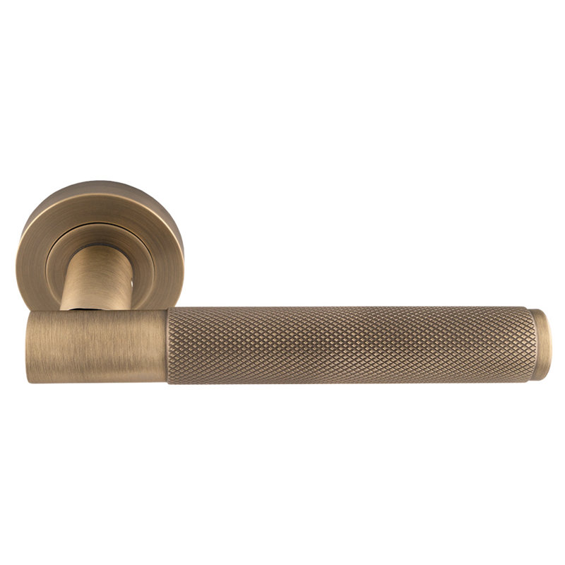 Lagos Door Handle, Antique Brass