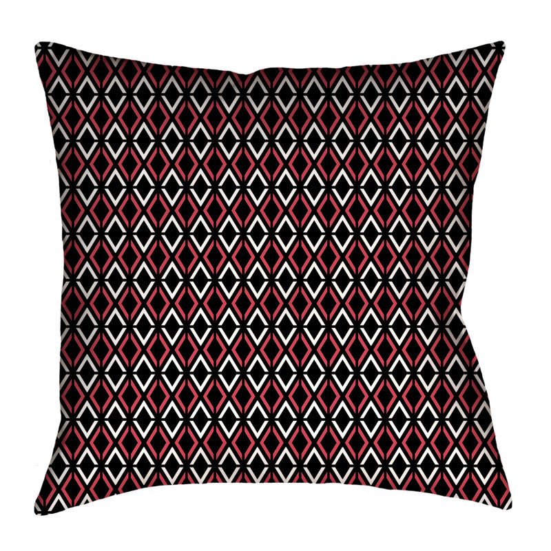 Housse de coussin Katelyn Elizabeth, 20 po x 20 po, Noir / rouge, Faux lin