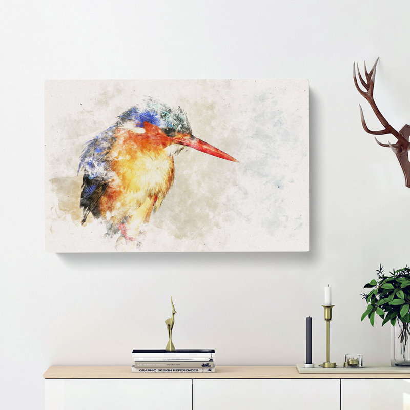 Exquisite Kingfisher Bird - Wrapped Canvas Print, 35cm H x 50cm W x 3cm D