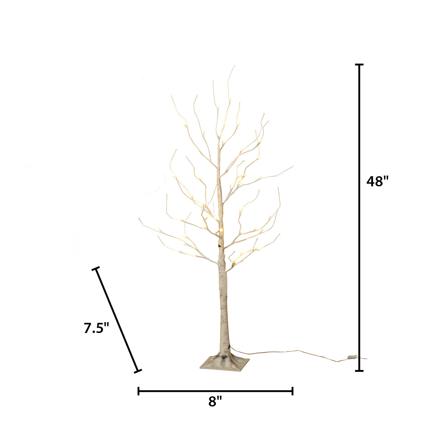 4' Pre-Lit Birch Tree with LED Lights